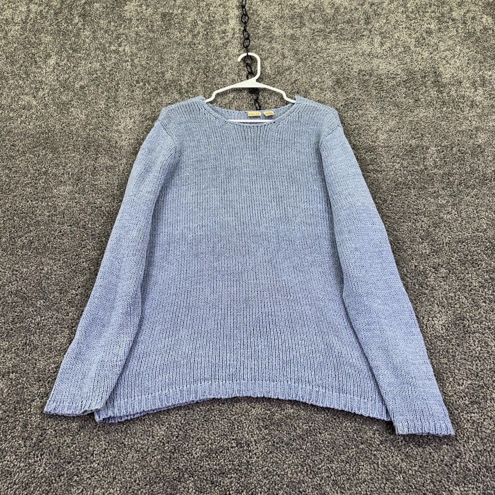 Linden Hill Sweater Tunic Womens XL Blue Crew Neck Knit High Low Hem Casual